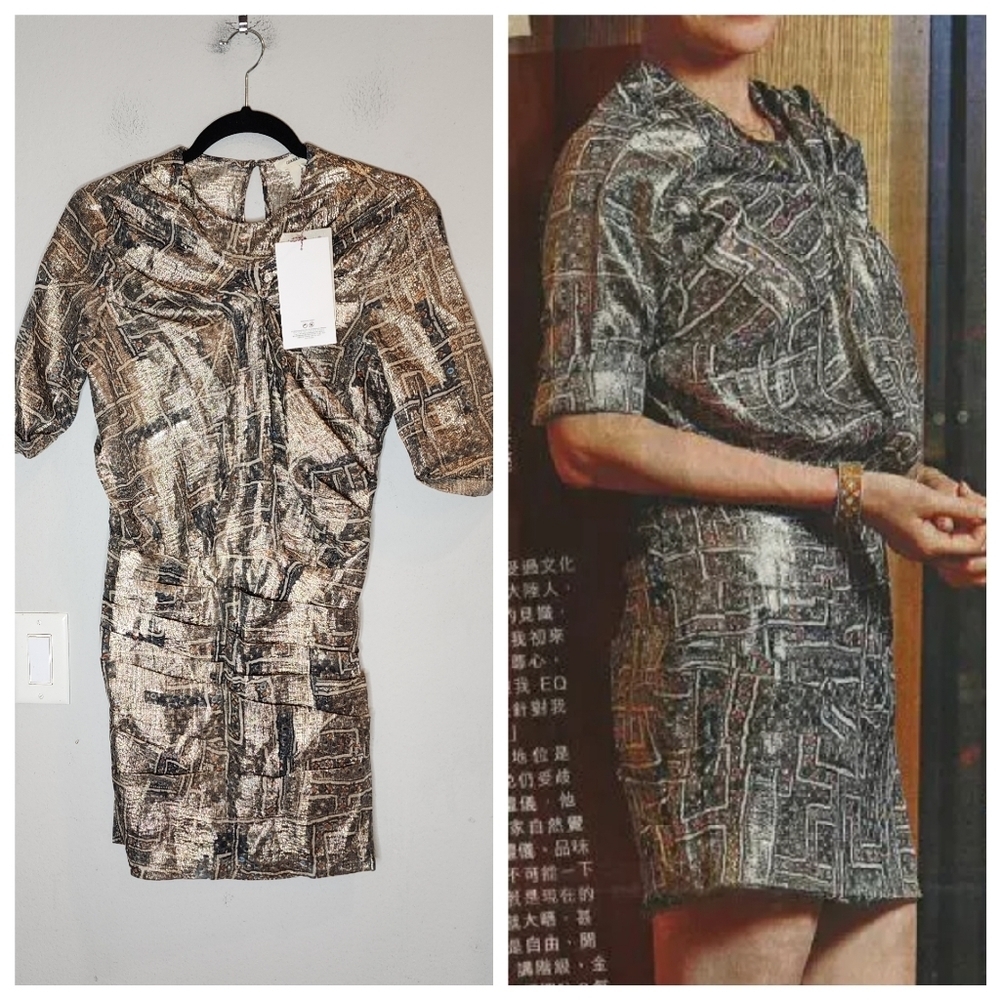 NWT Isabel Marant × H&M Silk mini dress. Cutout elastic back. Size 2